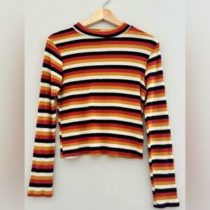 Striped Multicolor Ribbed Women's Top
